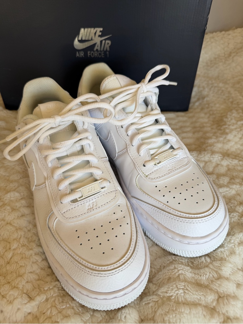 Nike Women’s AG1 White Leather Sneakers - White/White/White